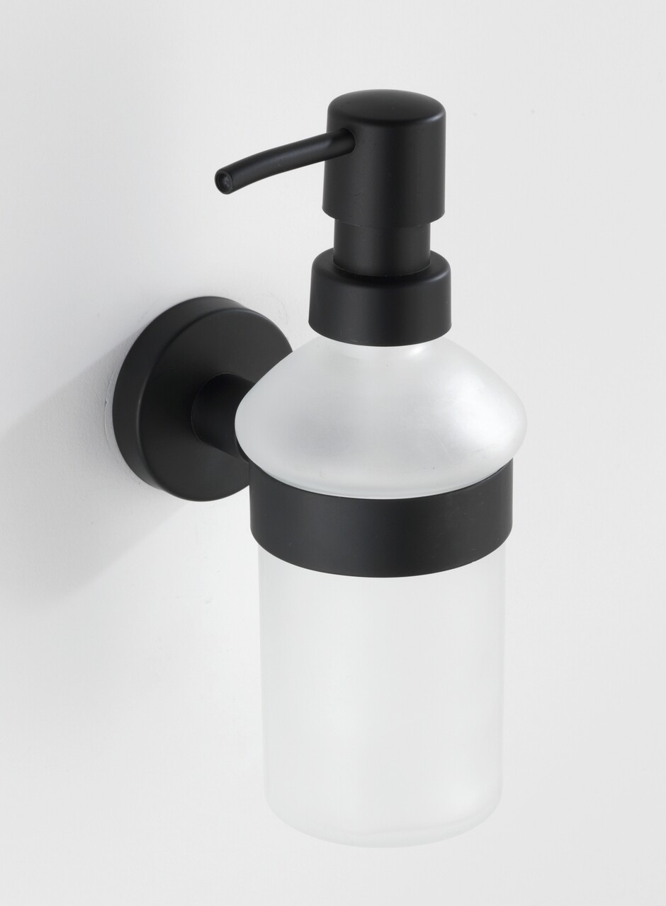 Dozator sapun lichid cu suport de prindere Bosio, Wenko Power-Loc®, 200 ml, inox/sticla, alb/negru - imagine 4